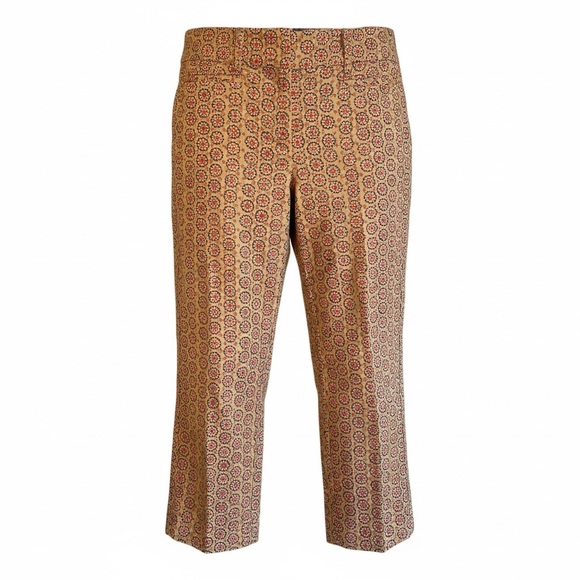 LOFT Pants - LOFT Julie Riviera Crop Capri Pant Beige Pink Print Women 8 Flattering Versatile